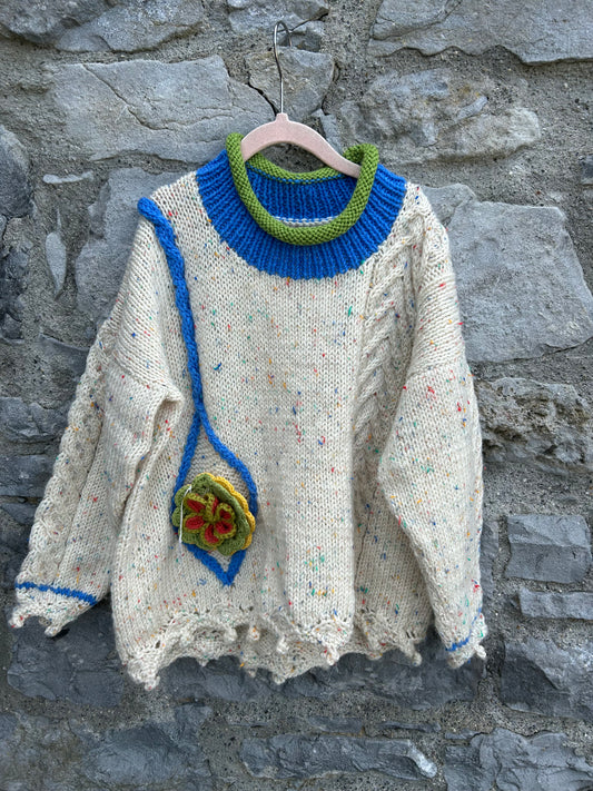 Beige melange flower jumper  11-12y (146-152cm)