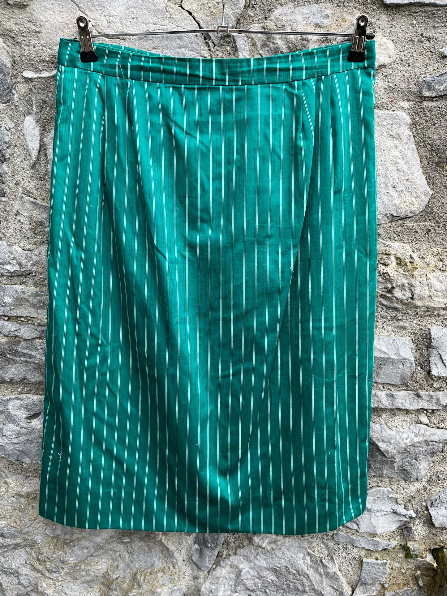 80s green stripy skirt uk 14