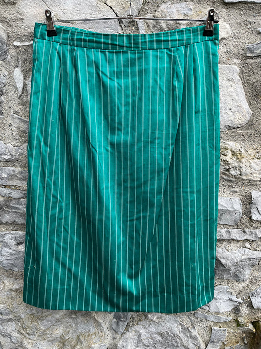 80s green stripy skirt uk 14