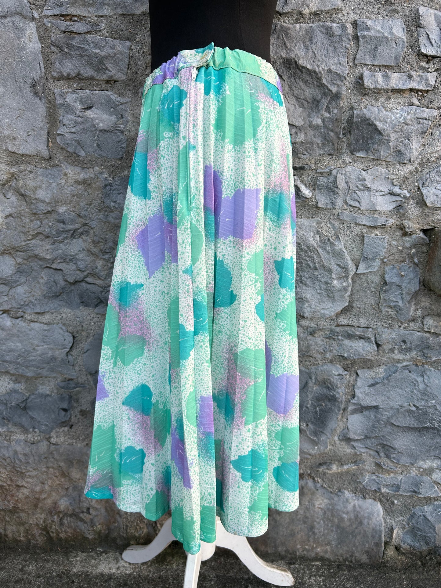 80s green&purple leaves skirt uk 12