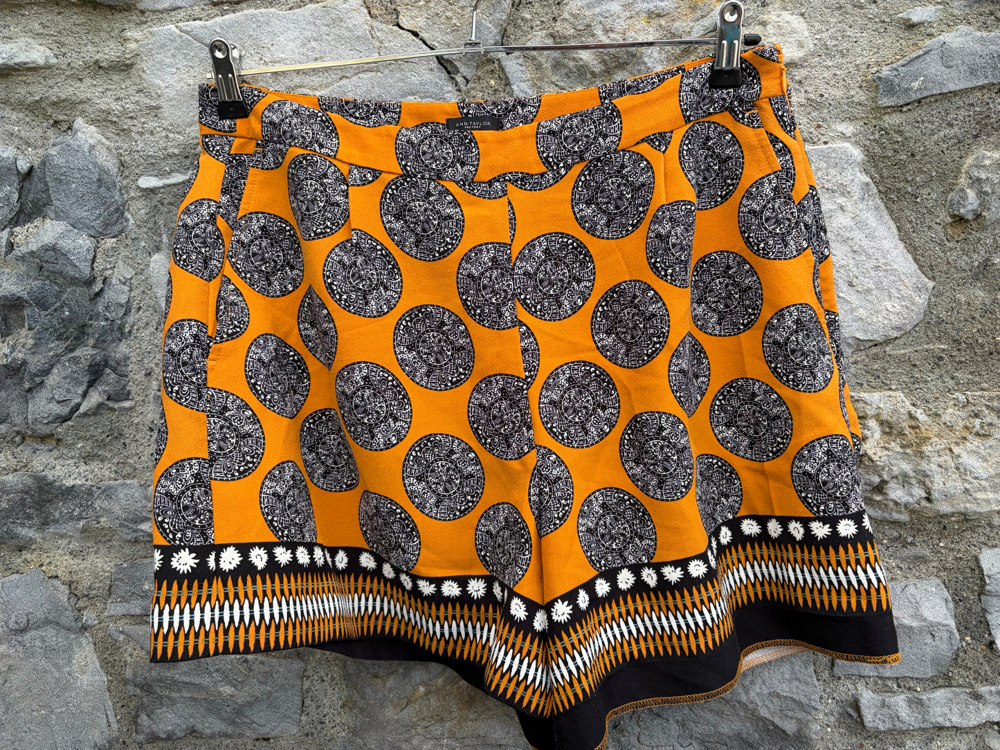 Mustard Yellow Geo Print Drapey Shorts uk 14