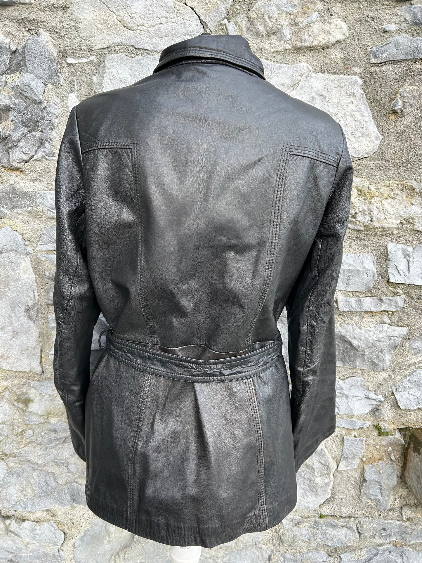 90s black leather jacket uk 10-12