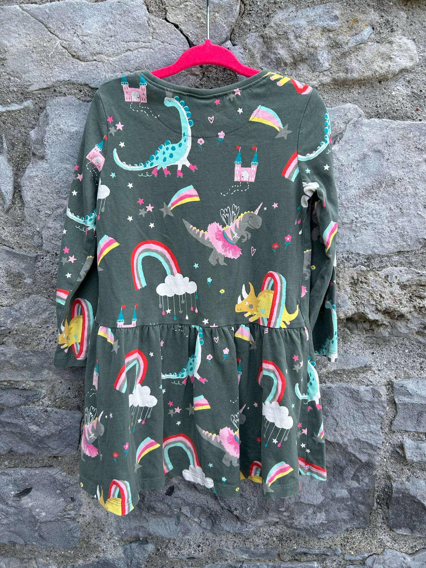 Dinosaurs&rainbows grey dress  2-3y (92-98cm)