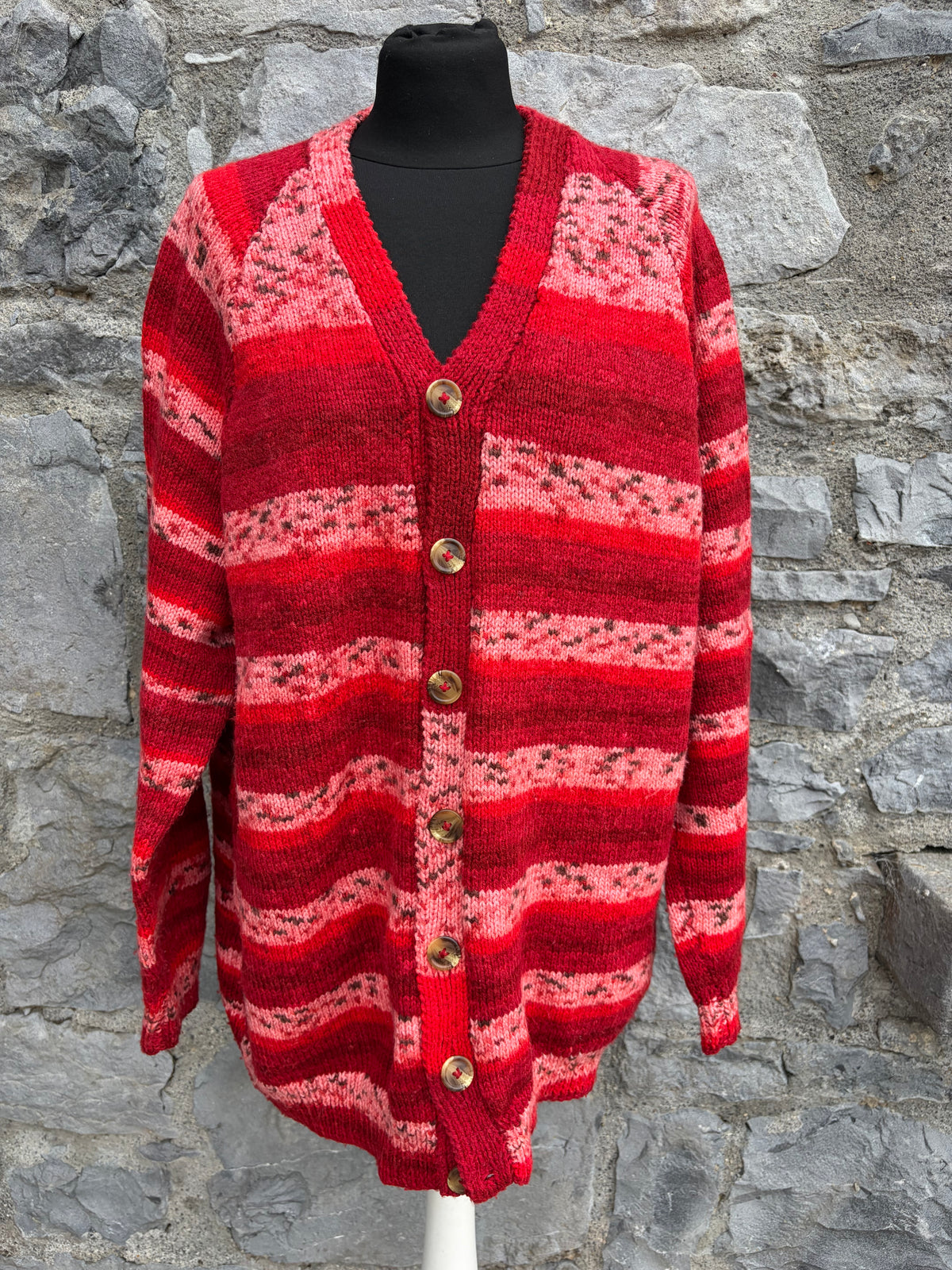 Pink&red woolly cardigan uk 14-16