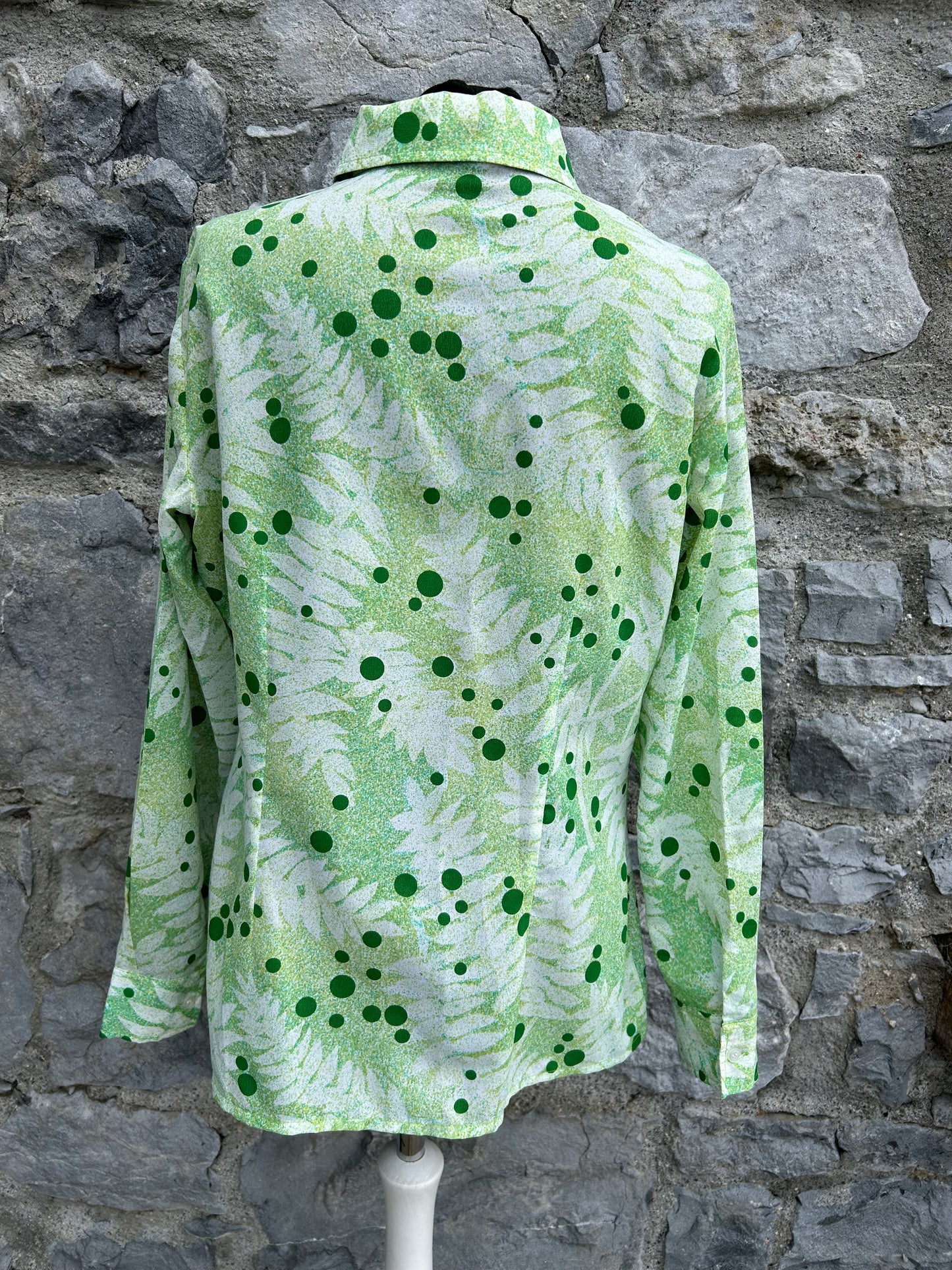 70s green dots&leaves shirt uk 14