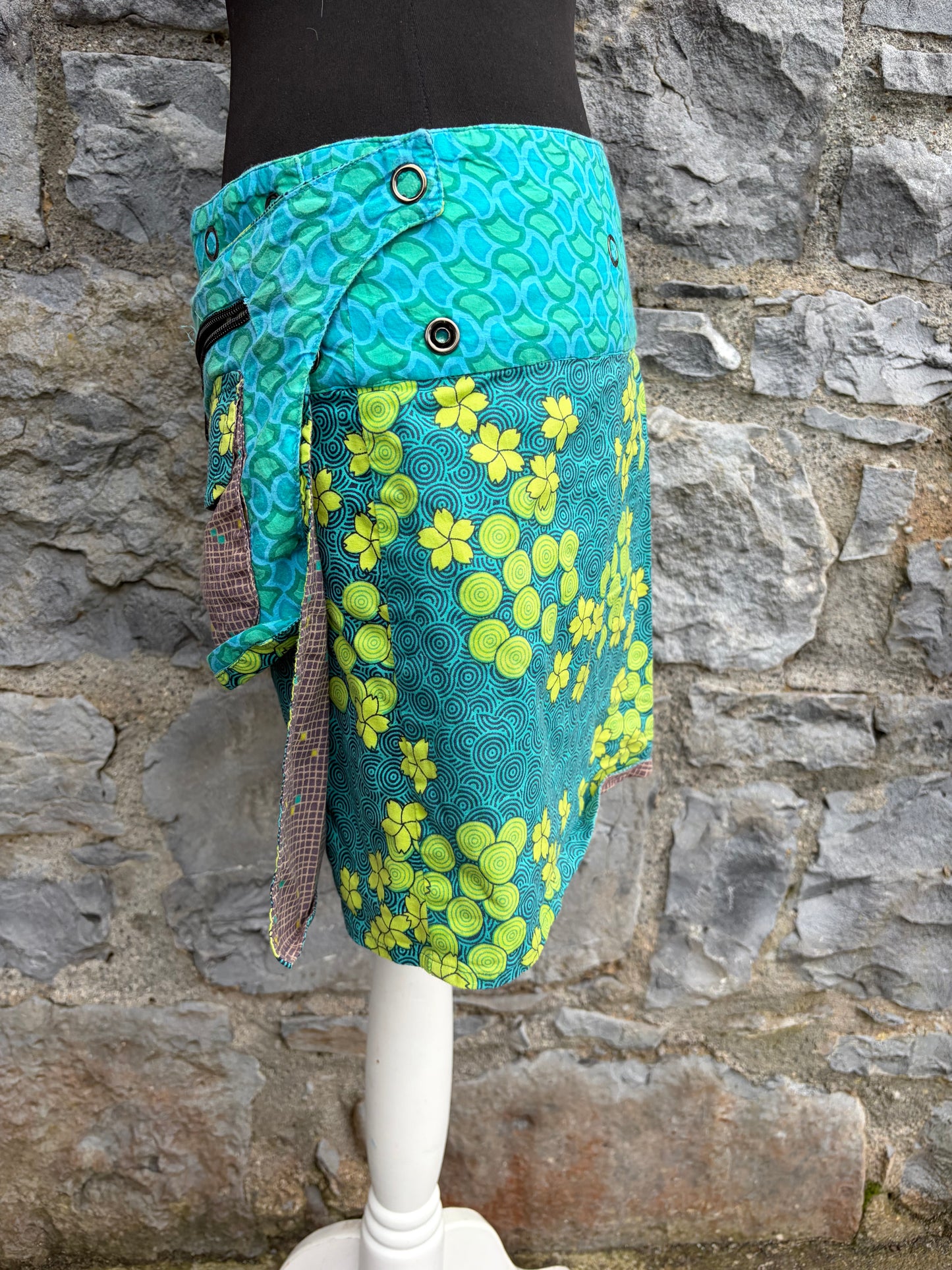 Teal&brown reversible skirt uk 10-12