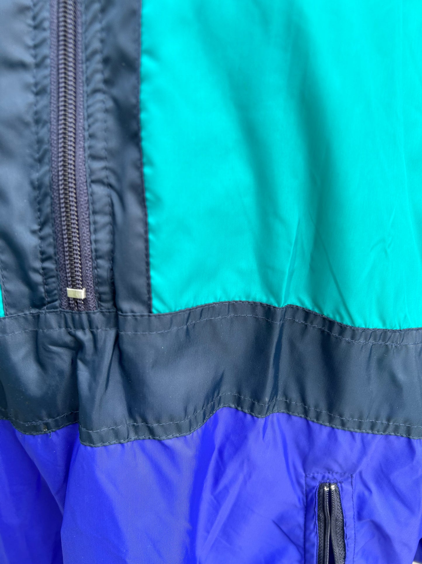 90s teal&blue half zip jacket S/M