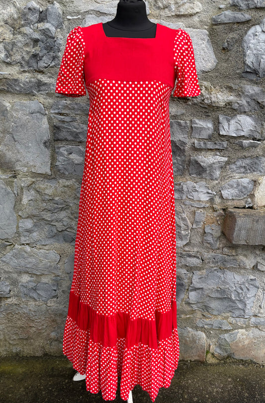70s red polka dots dress uk 4-6