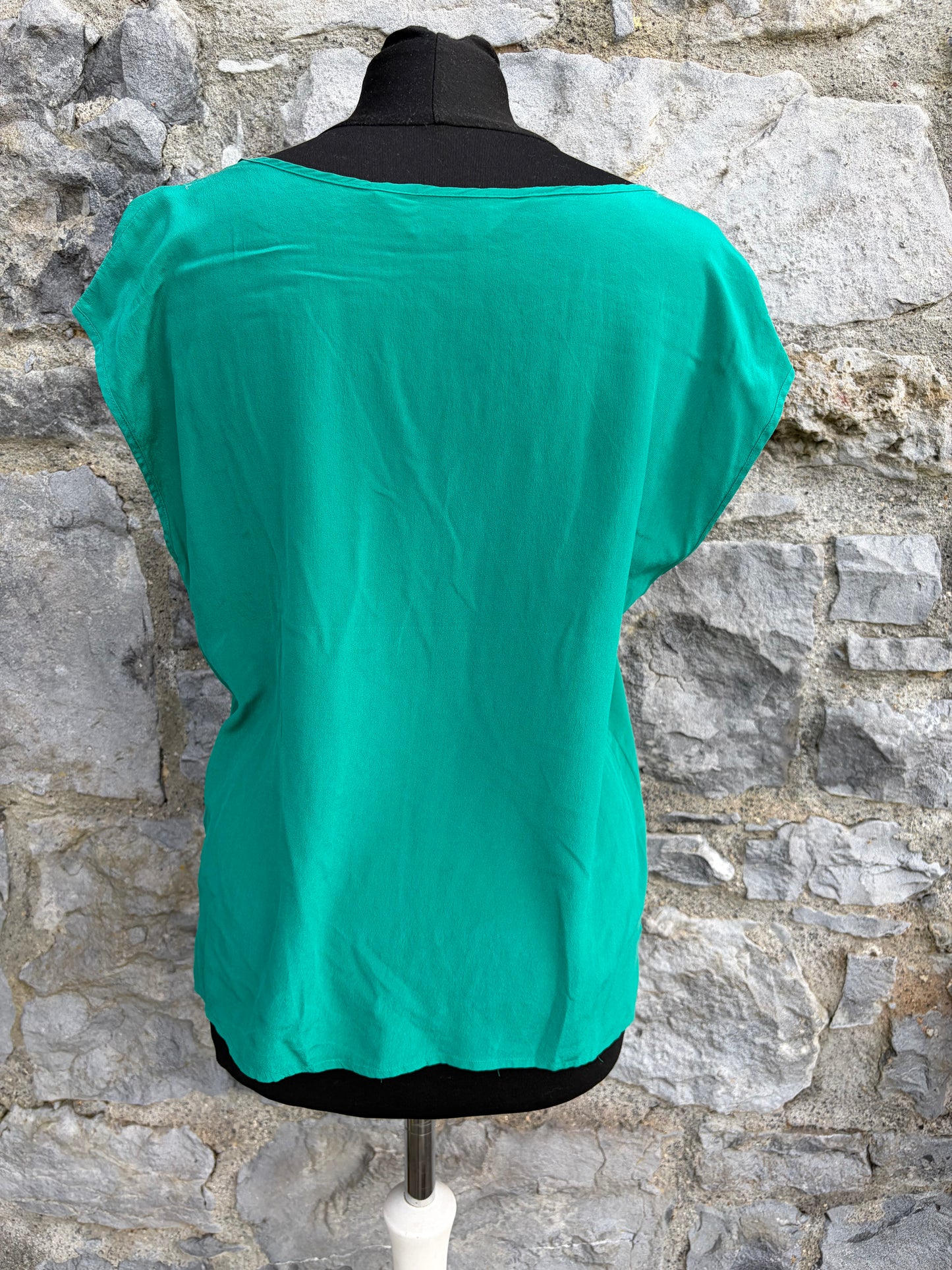 80s green silk blouse uk 10-12