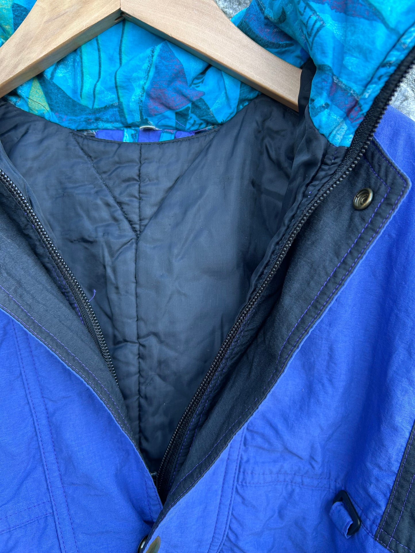 80s purple and blue abstract jacket  12y (152cm)