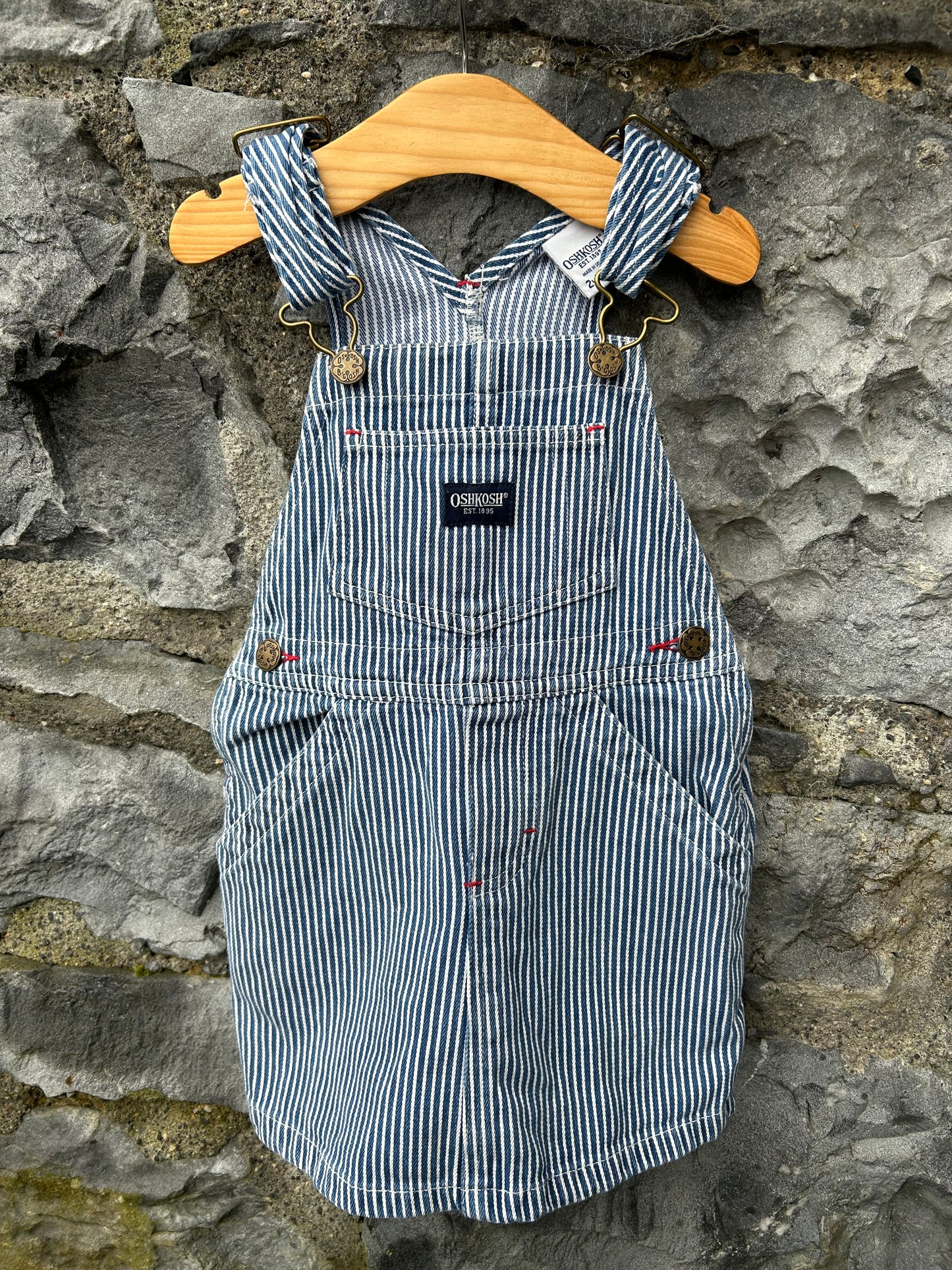 90s navy stripy denim pinafore  18-24m (86-92cm)