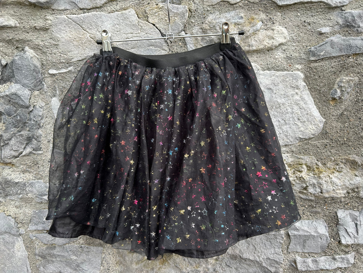 Colourful stars black net skirt  9-10y (134-140cm)
