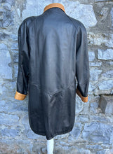Load image into Gallery viewer, 90s long black leather jacket uk 12
