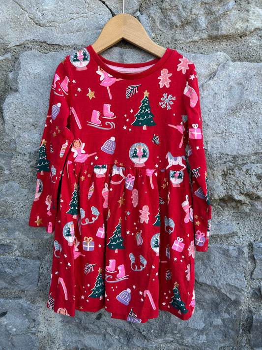 Christmas print red dress 2-3y (92-98cm)