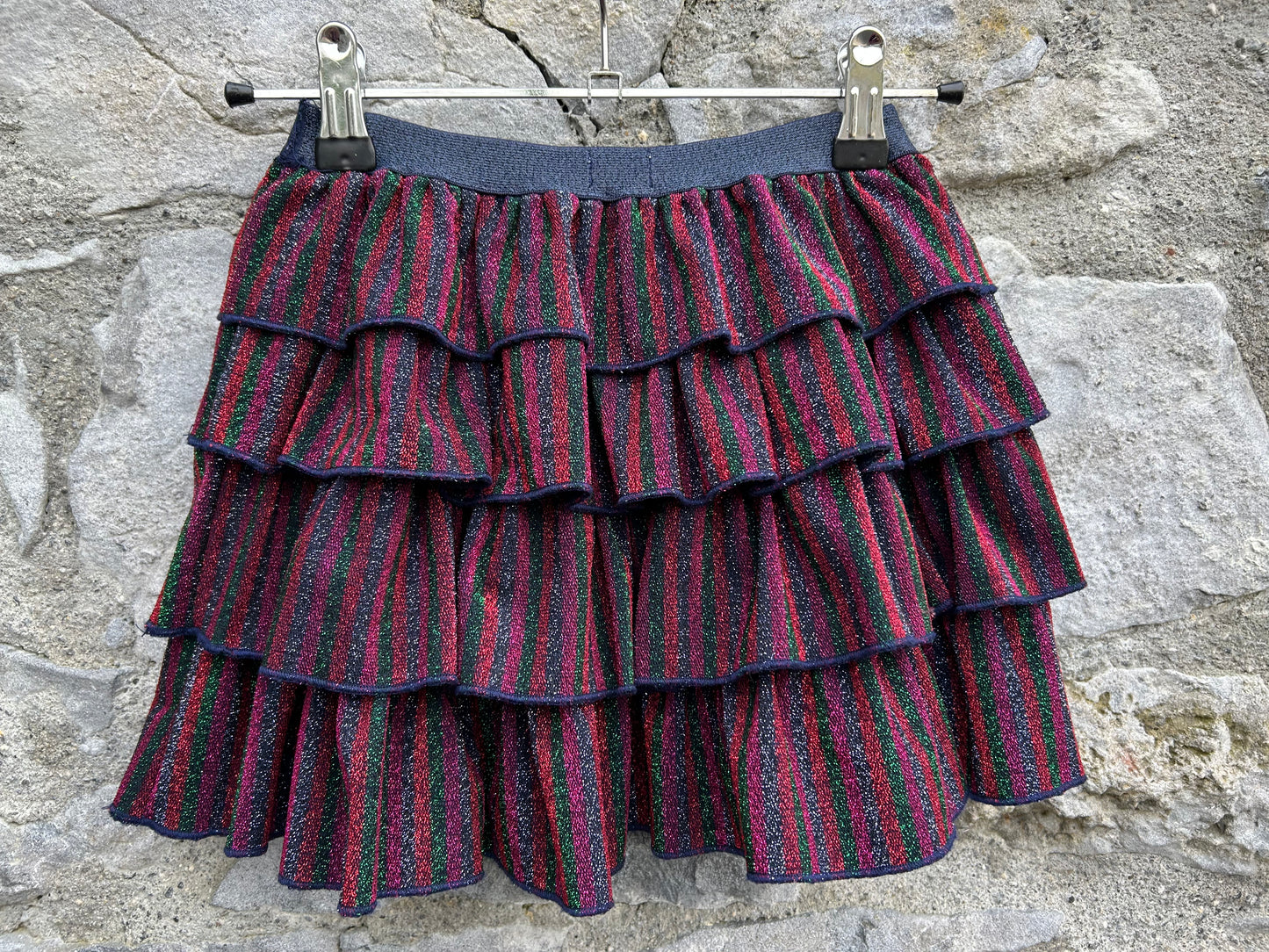 Maroon&green sparkly ruffled skirt  4-5y (104-110cm)