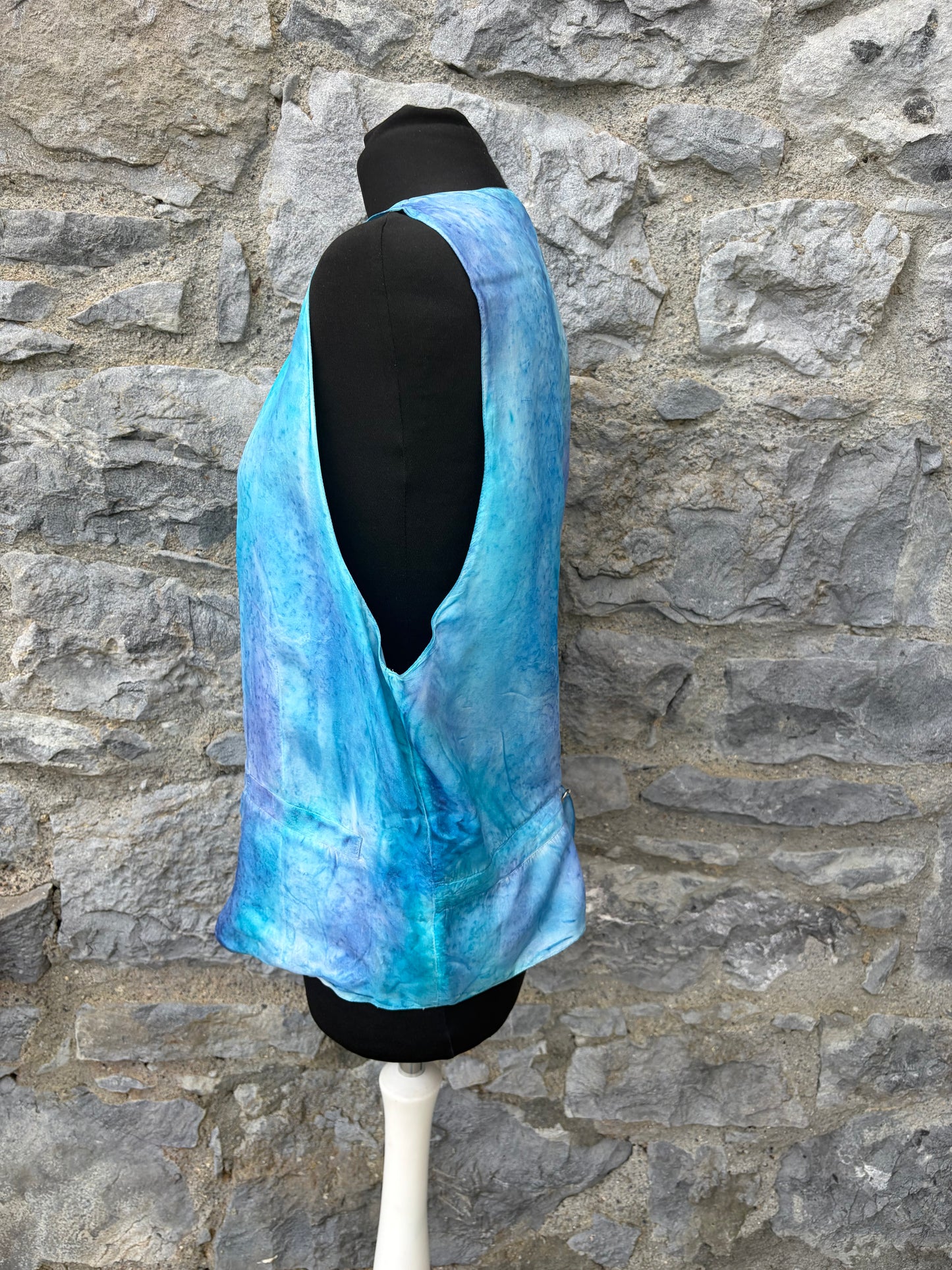 80s blue tie dye waistcoat Small