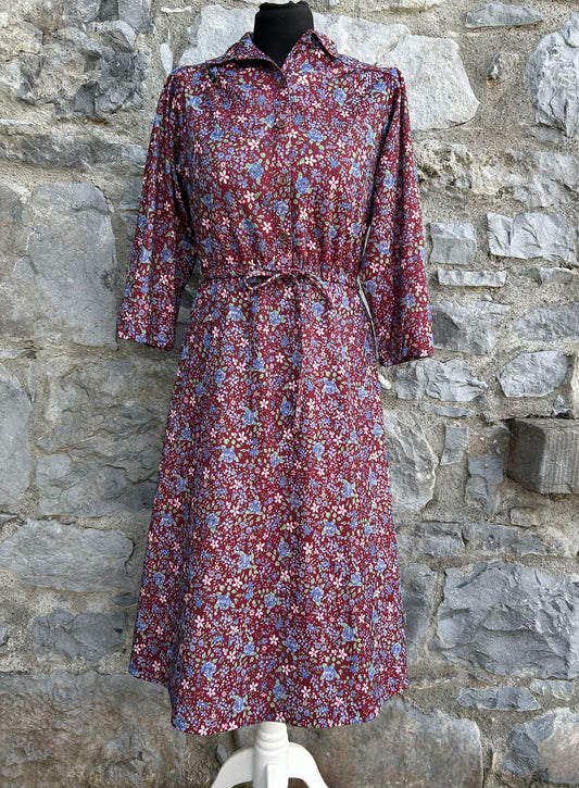 80s maroon floral dress uk 12