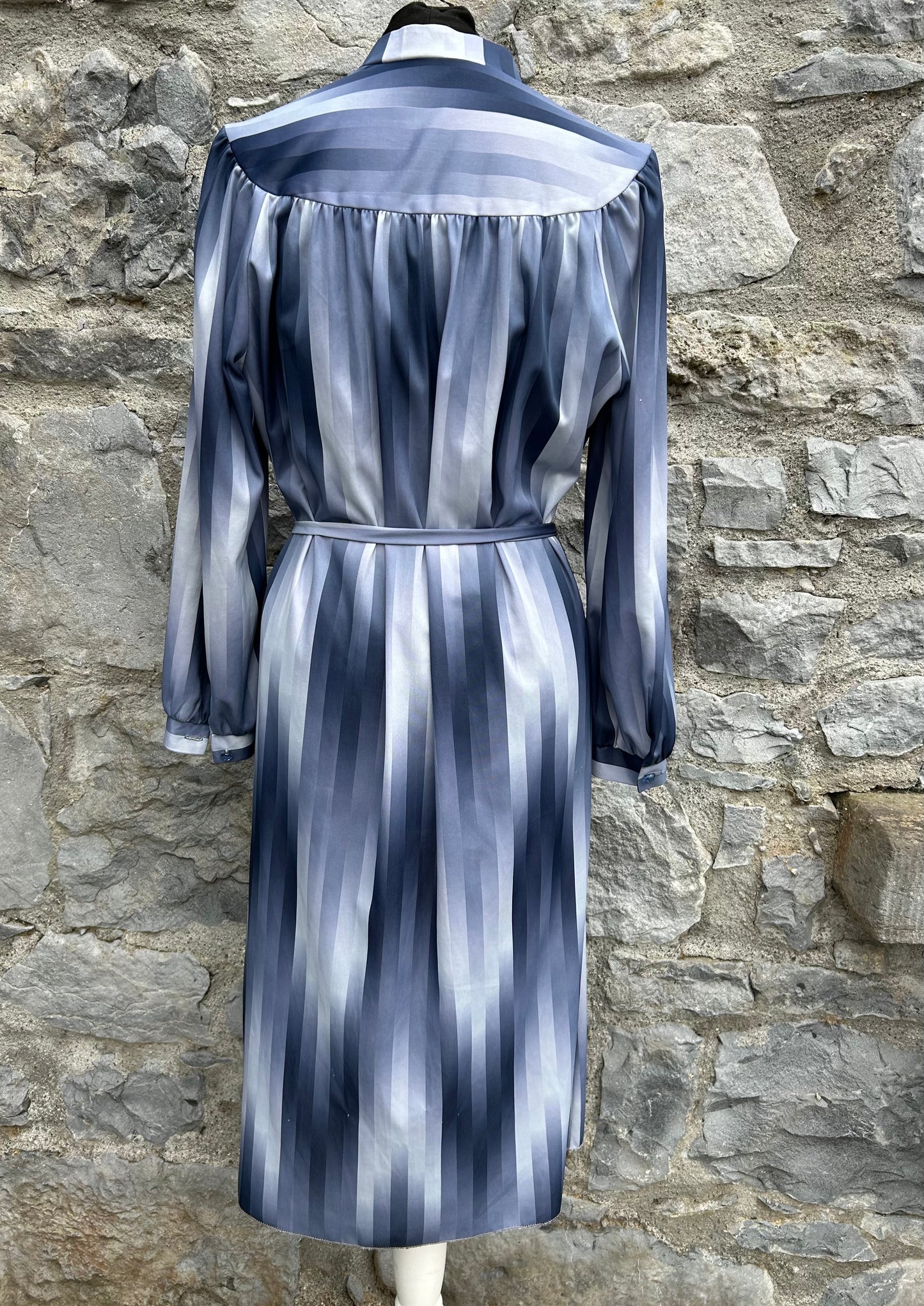 80s grey stripes dress uk 14-16