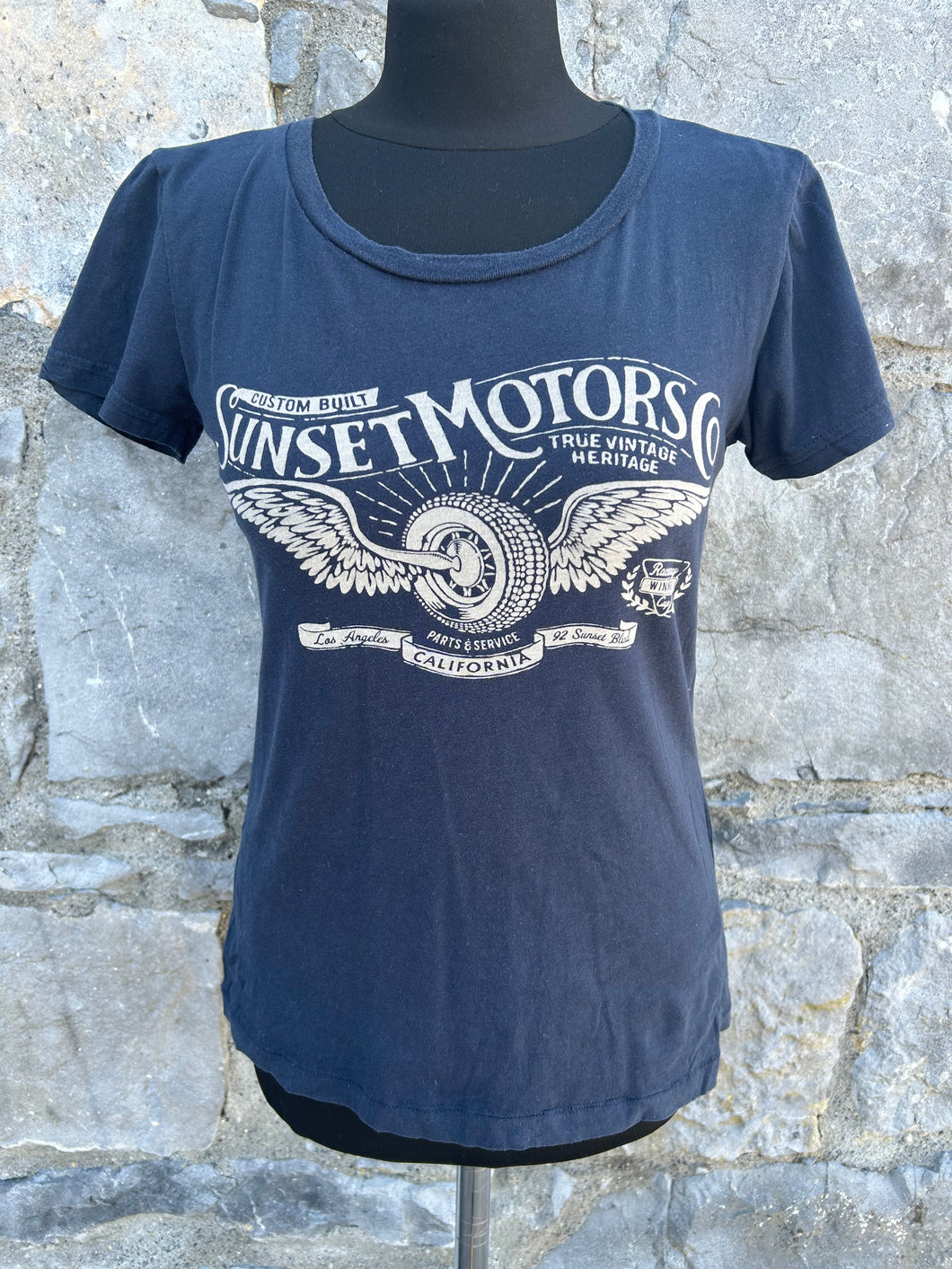 Sunset Motors navy T-shirt uk 8