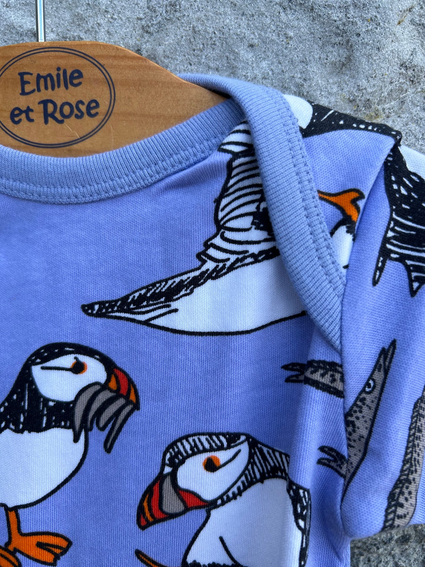 Lilac puffin rompers  3m (62cm)