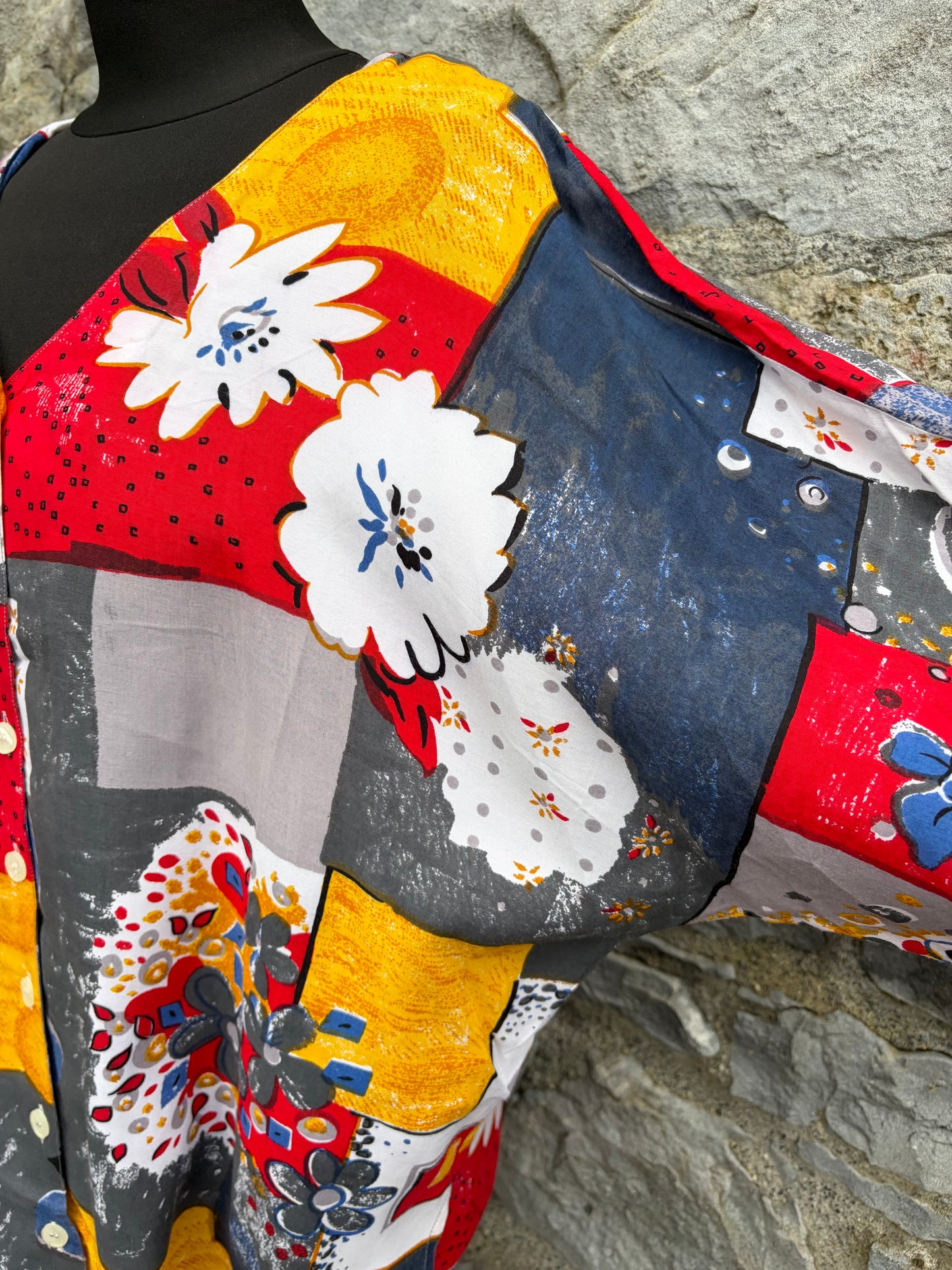 80s colourful patchwork long shirt uk 12