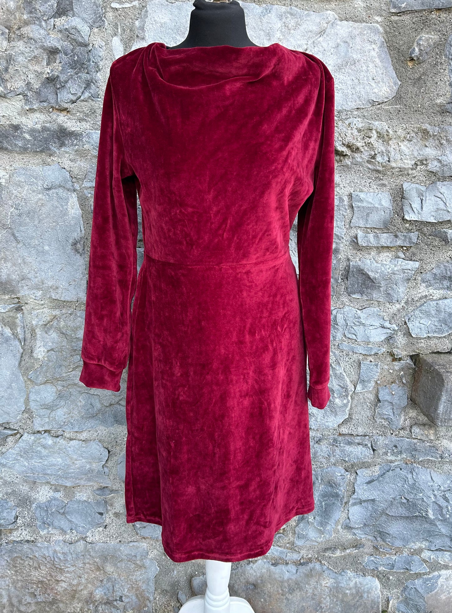 Burgundy velour dress uk 10-12