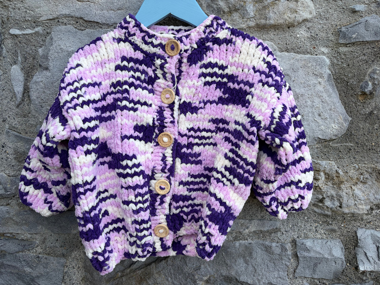 Purple&pink melange fleece cardigan