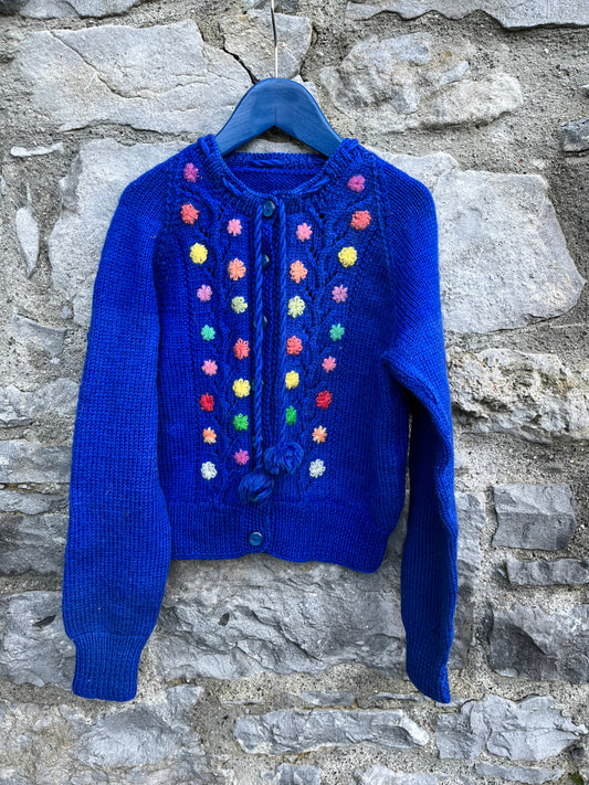 Royal blue small flowers cardigan   8-10y (128-140cm)