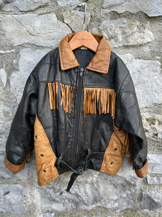 90s leather tassel jacket  4-5y (104-110cm)