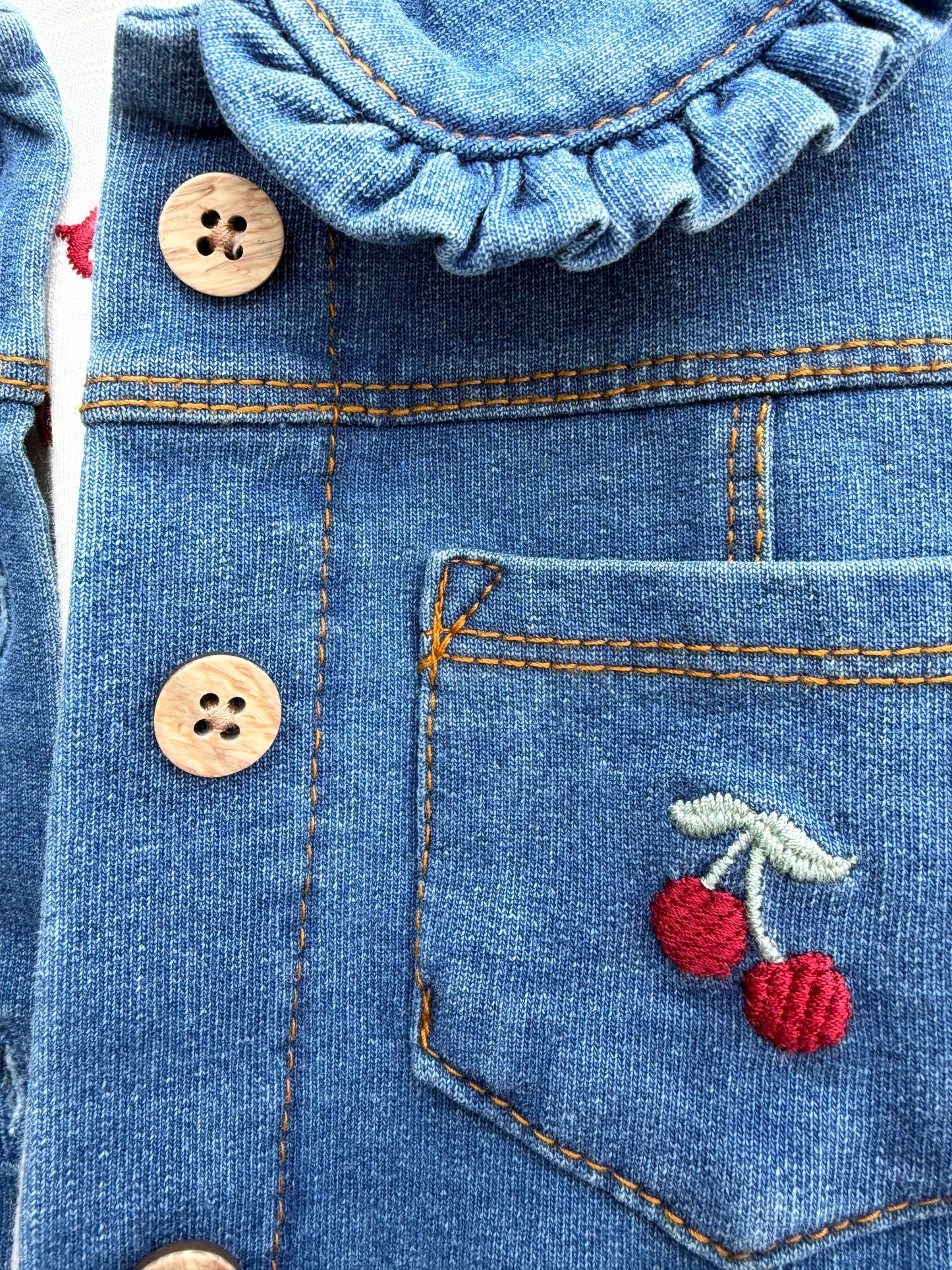 Cherry top&denim jacket  6-9m (68-74cm)