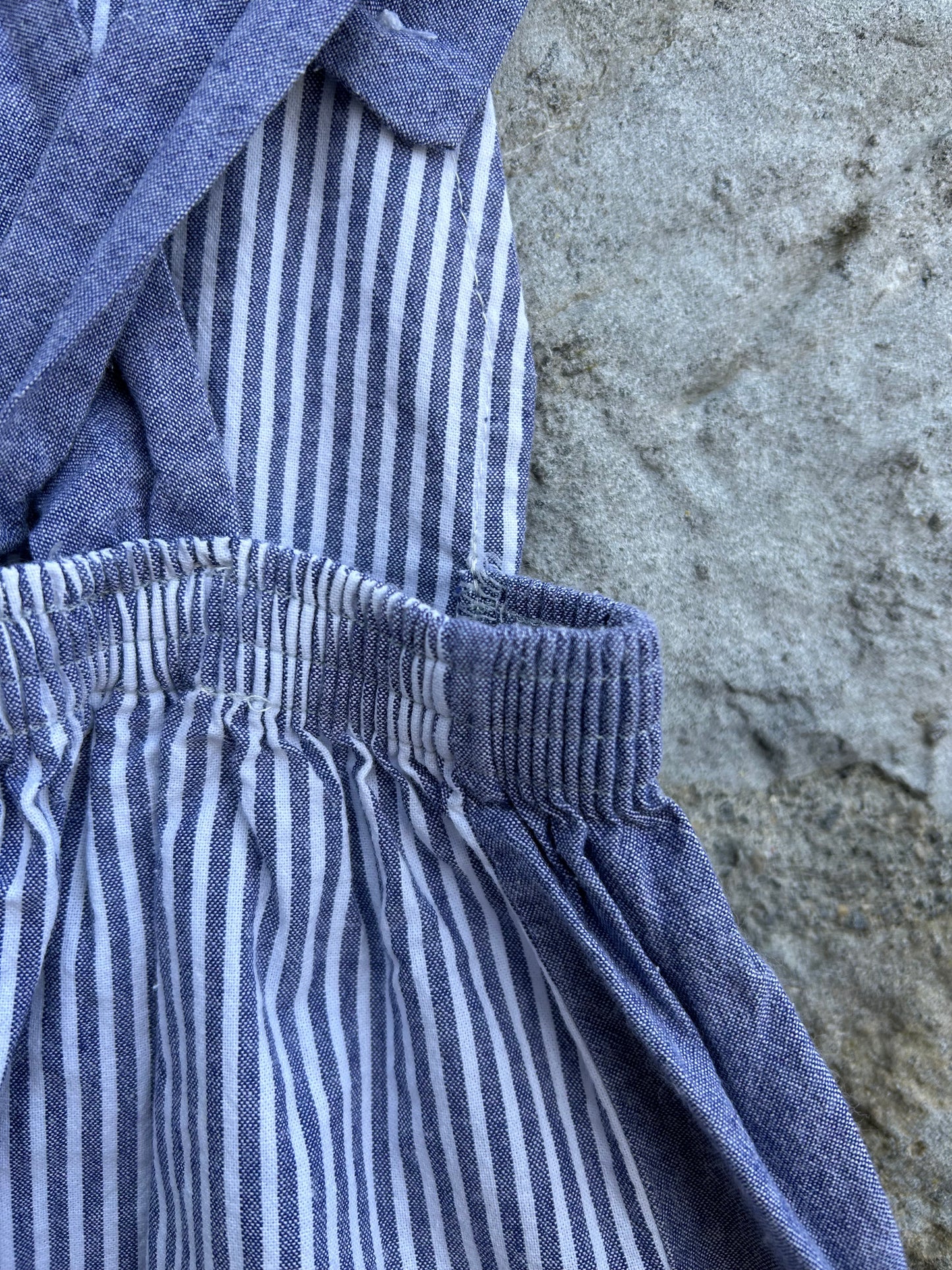 90s blue stripy short dungarees  6m (68cm)