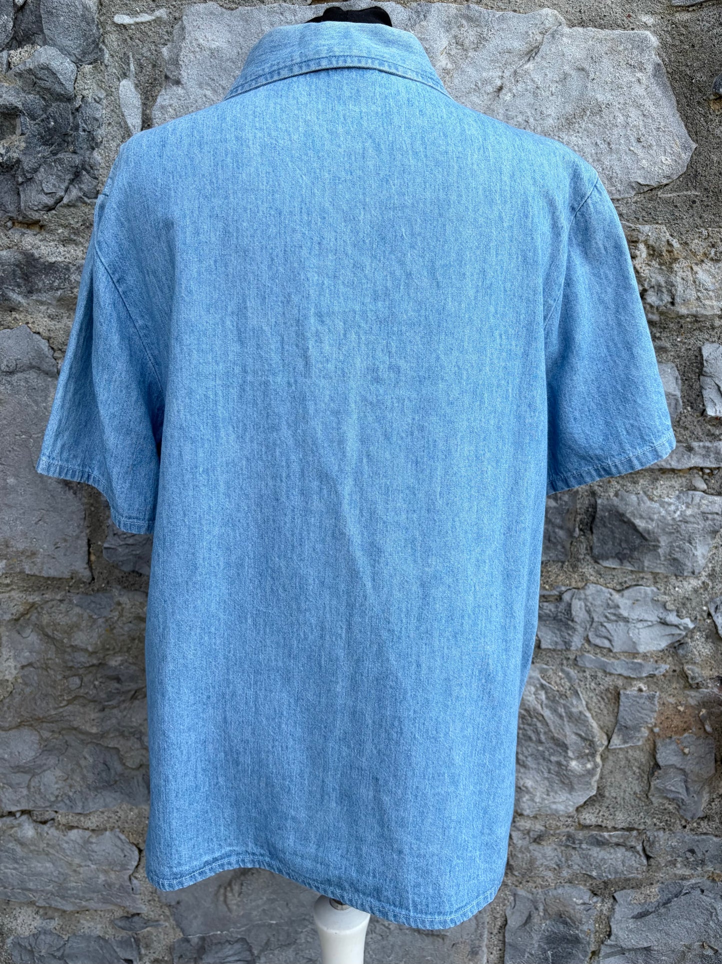 90s denim embroidered shirt uk 12-14