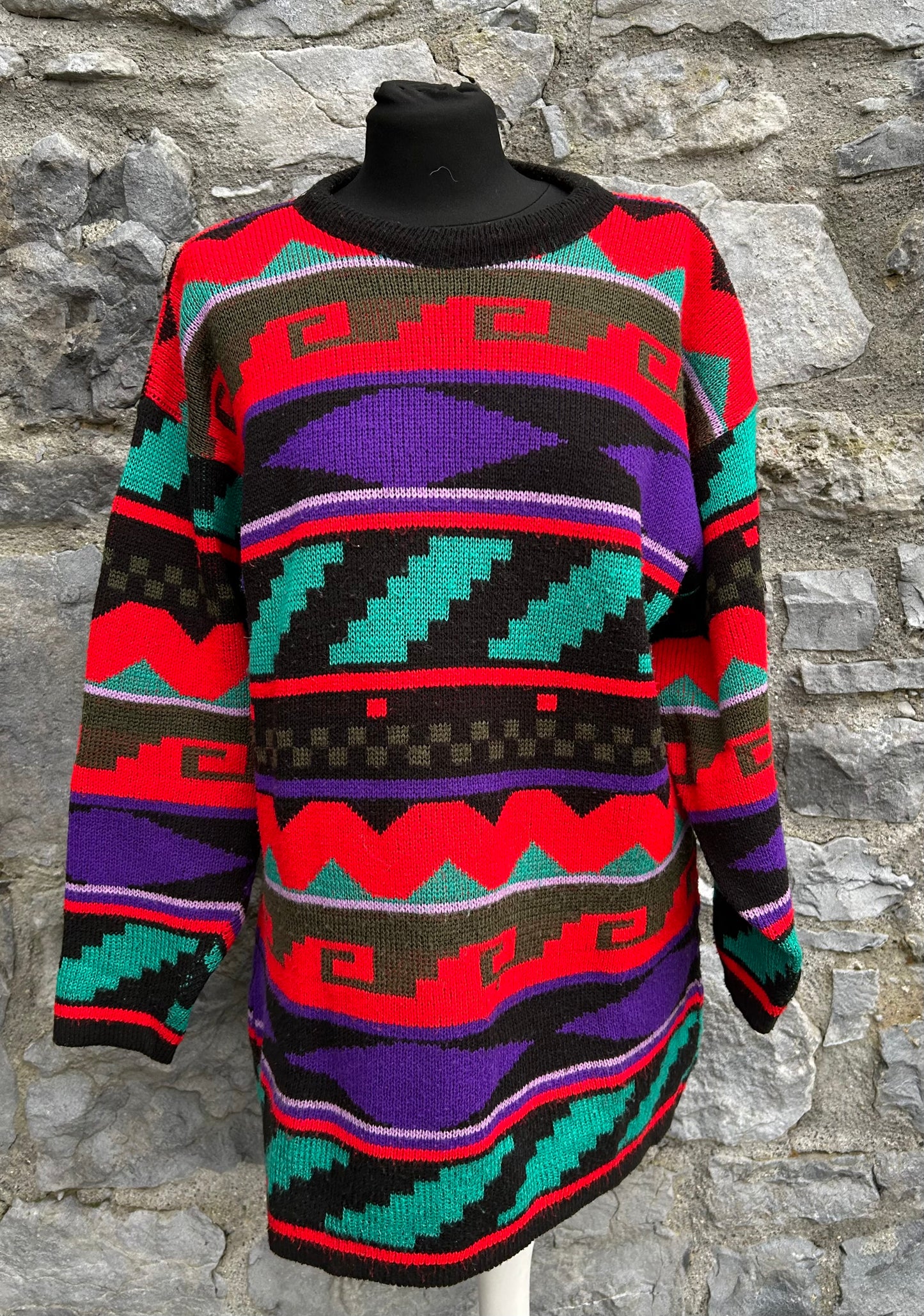 80s colourful geometric tunic uk 14