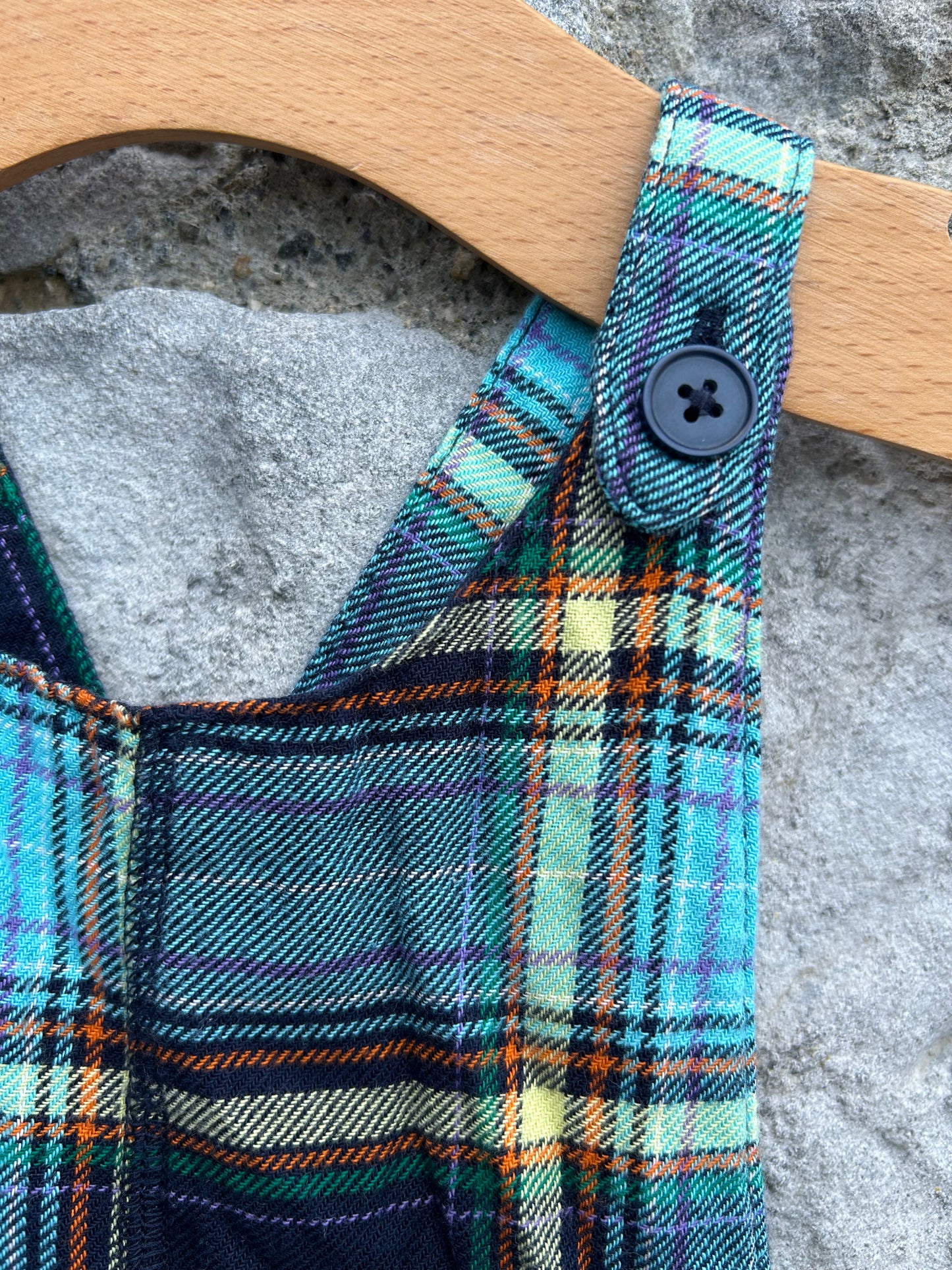 Blue flannel check dungarees  3-6m (62-68cm)