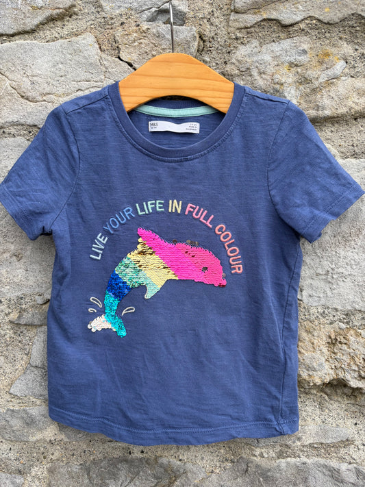 Dolphin blue t-shirt  3-4y (98-104cm)
