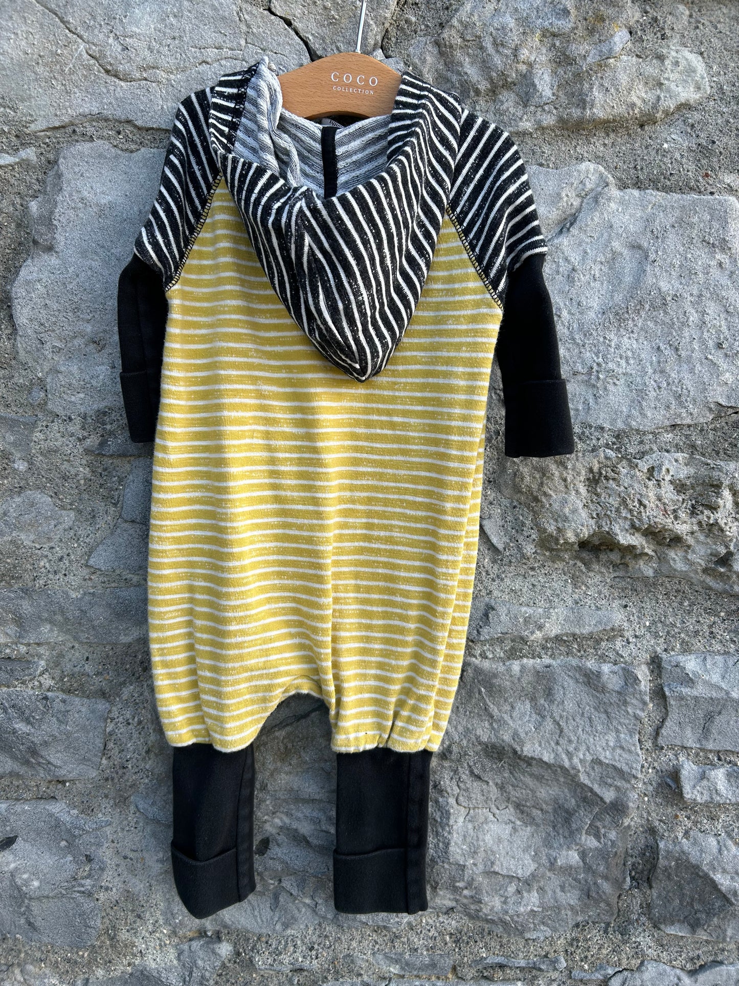 Yellow stripes raglan onesie   3-6m (62-68cm)
