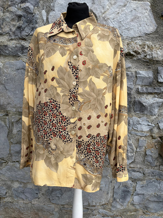 90s leopard yellow shirt uk 18-20