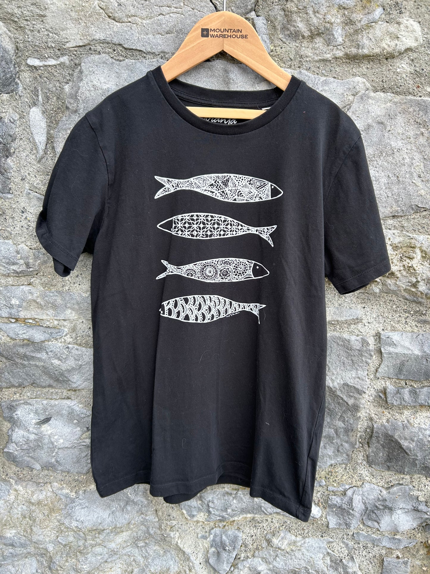 Geometric fish black T-shirt 12-13y (152-158cm)