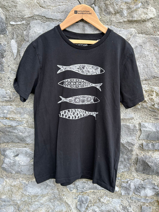 Geometric fish black T-shirt 12-13y (152-158cm)