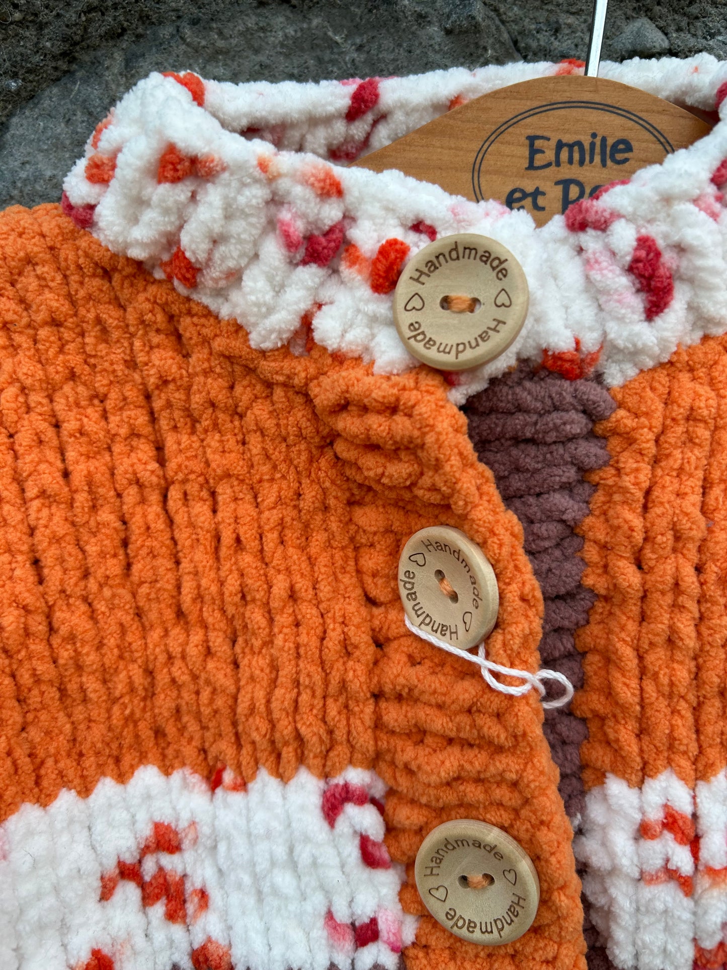 Orange&brown fleece cardigan    3-4y (98-104cm)