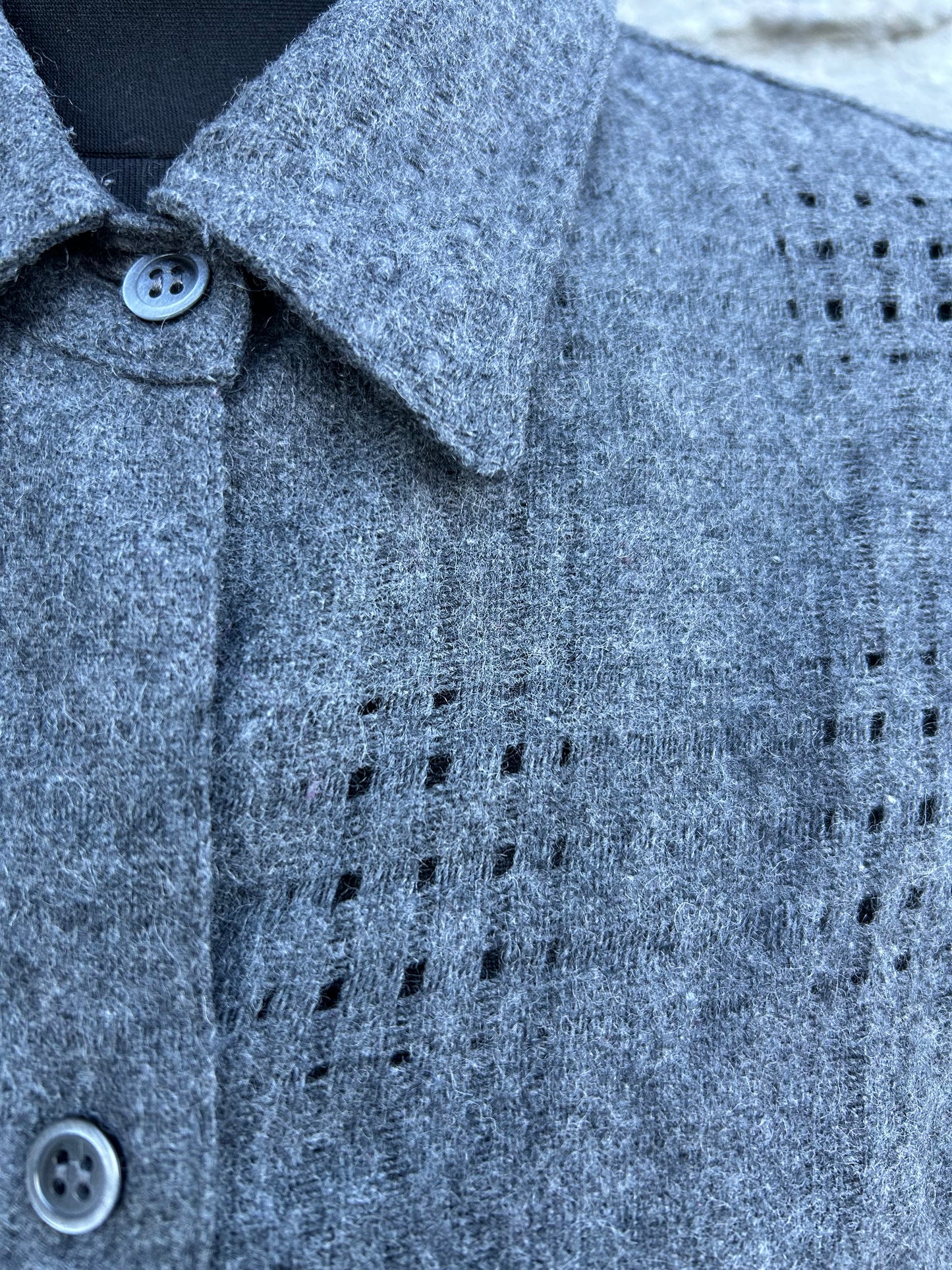 Y2K grey pointelle woolly shirt uk 18