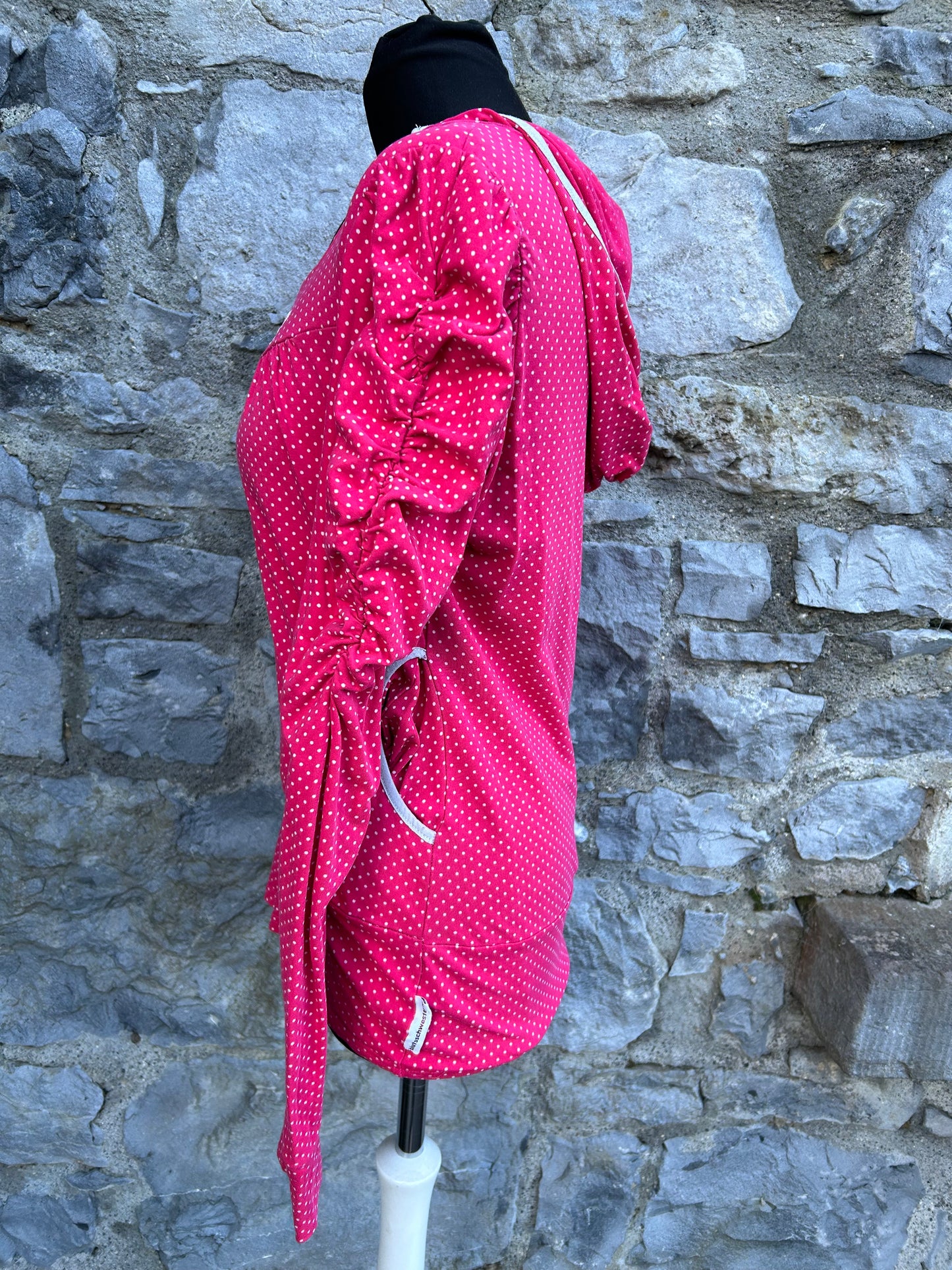 Dotty red hooded top uk 10-12