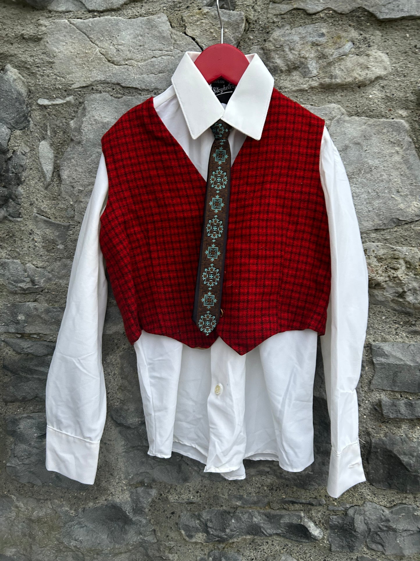 80s Bavarian shirt&waistcoat 7-8y (122-128cm)