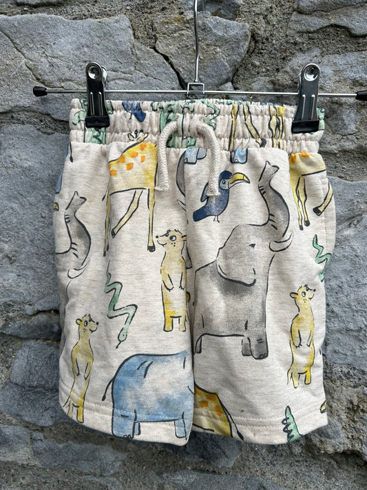 Wild animals beige shorts  2-3y (92-98cm)