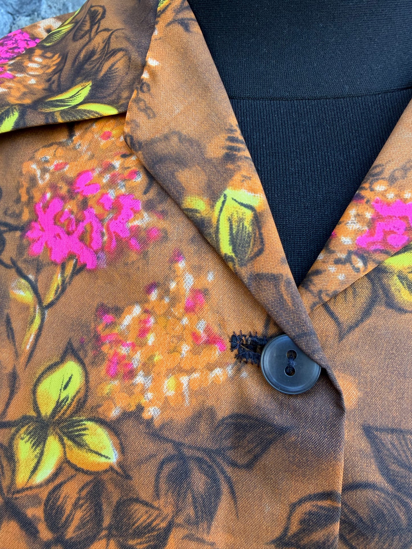 80s floral brown blouse uk 12