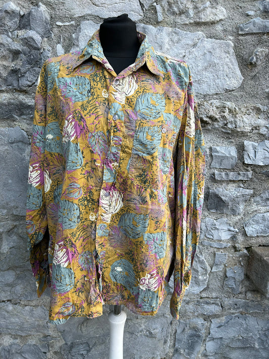 80s leaves mustard shirt Medium