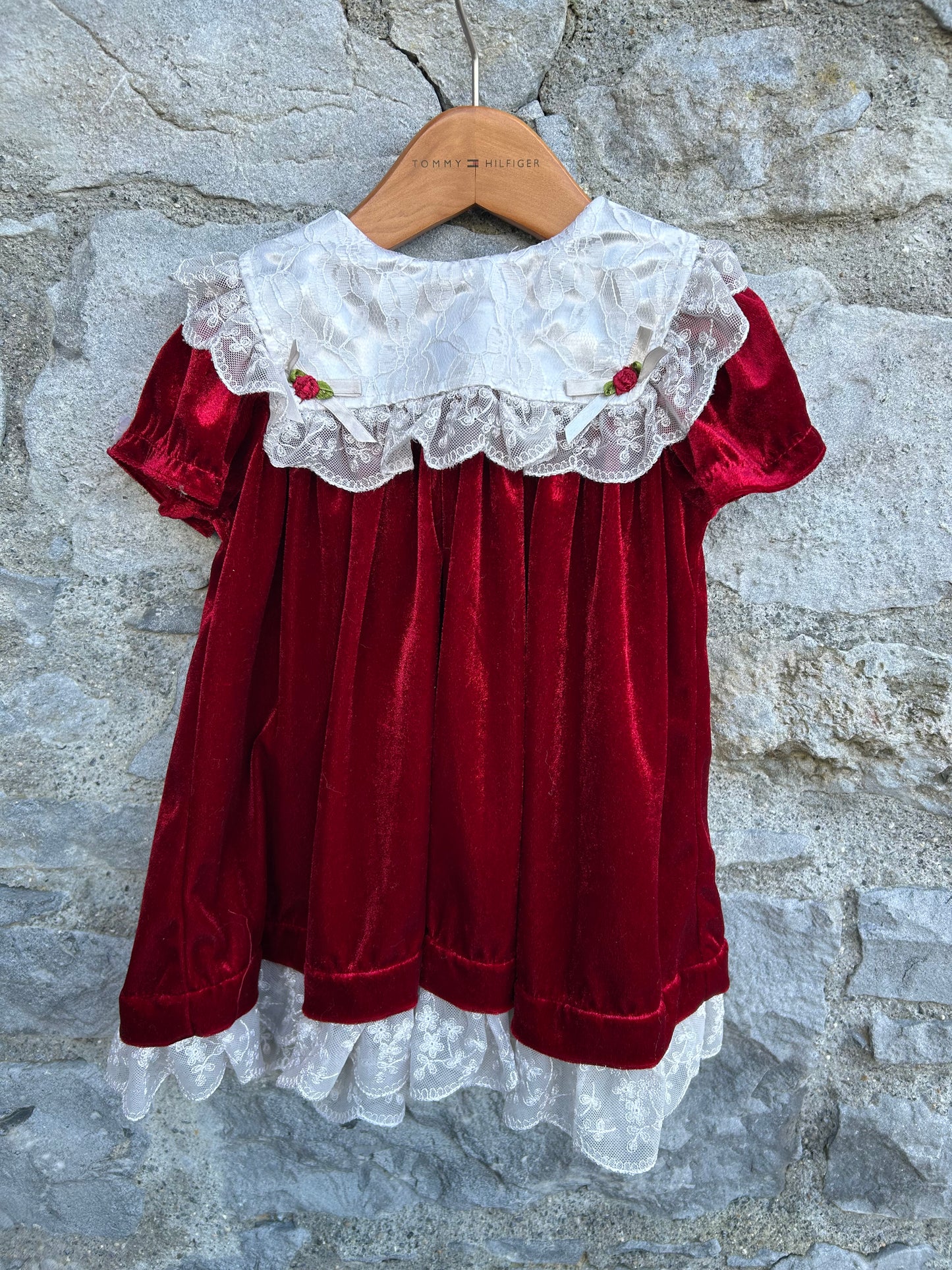 80s burgundy velvet dress   18m (86cm)