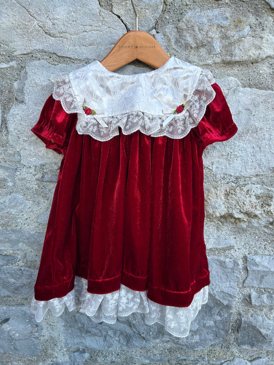 80s burgundy velvet dress   18m (86cm)