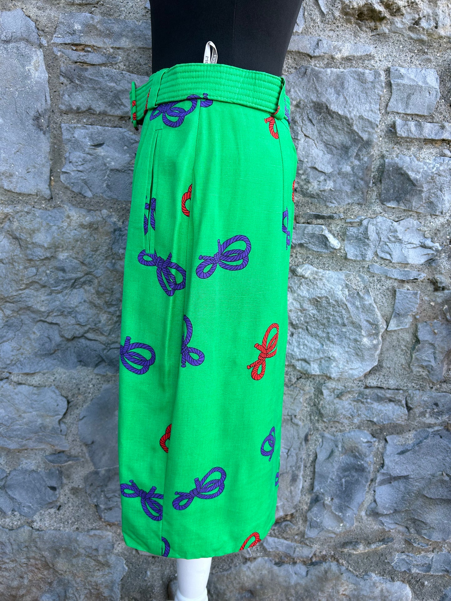 80s green knots skirt uk 10