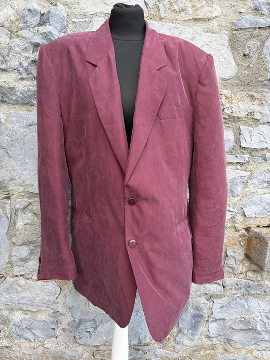 80s maroon silk suit jacket XL